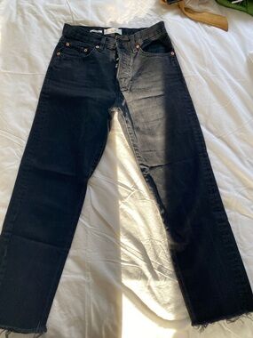 Mango Black Button-Fly Denim Jeans